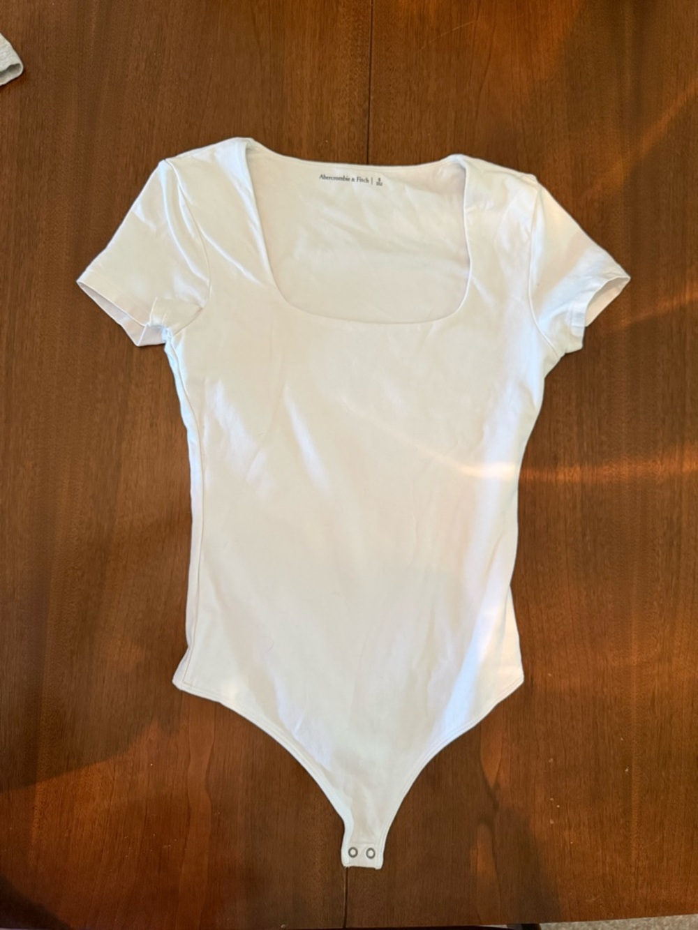 Abercrombie & Fitch White Scoop Neck Short Sleeve Bodysuit